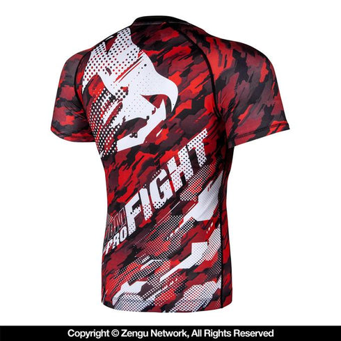 Venum-Tecmo Grappling Short Sleeve Rashguard - Red-1